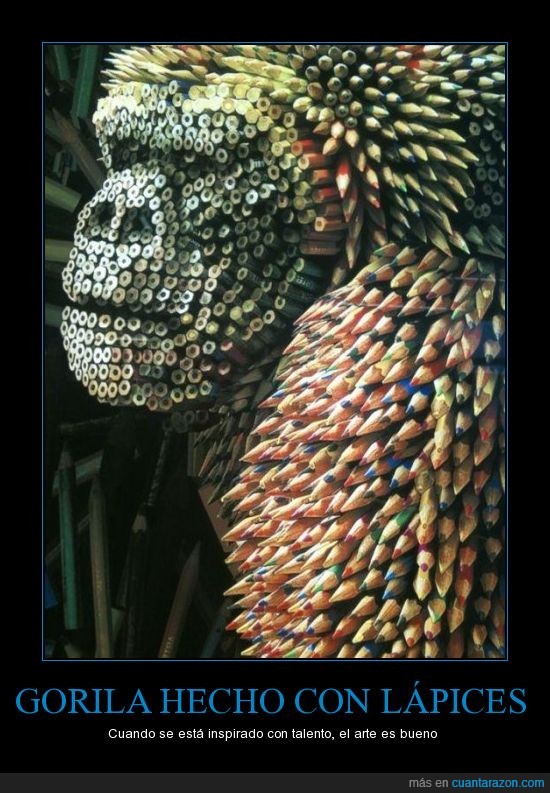 gorila,lapices,arte,punta color