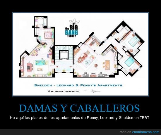 big bang theory,tbbt,plano,Iñaki Aliste Lizarralde,el dibujante es español,cooper,sheldon,leonard,penny,apartamento,arquitecto