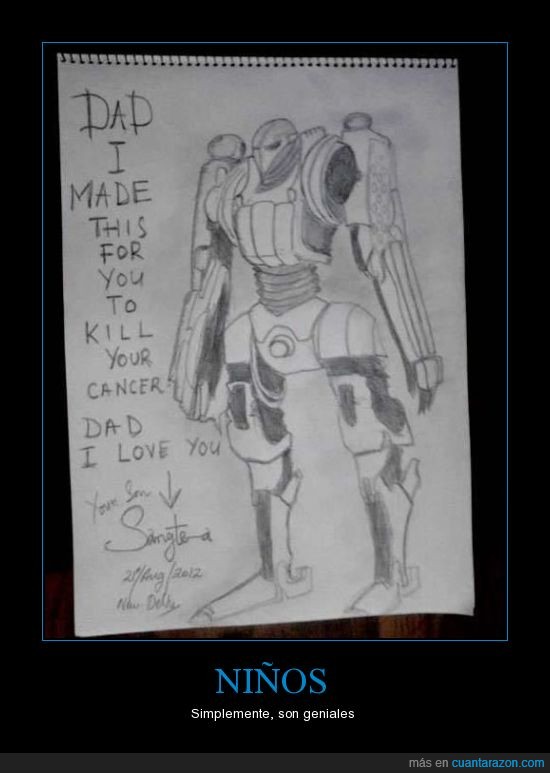 cancer,dibujo,matar,niño,padre,robot