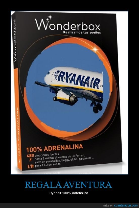 adrenalina,pack regalo,Ryanair,aventura,deporte