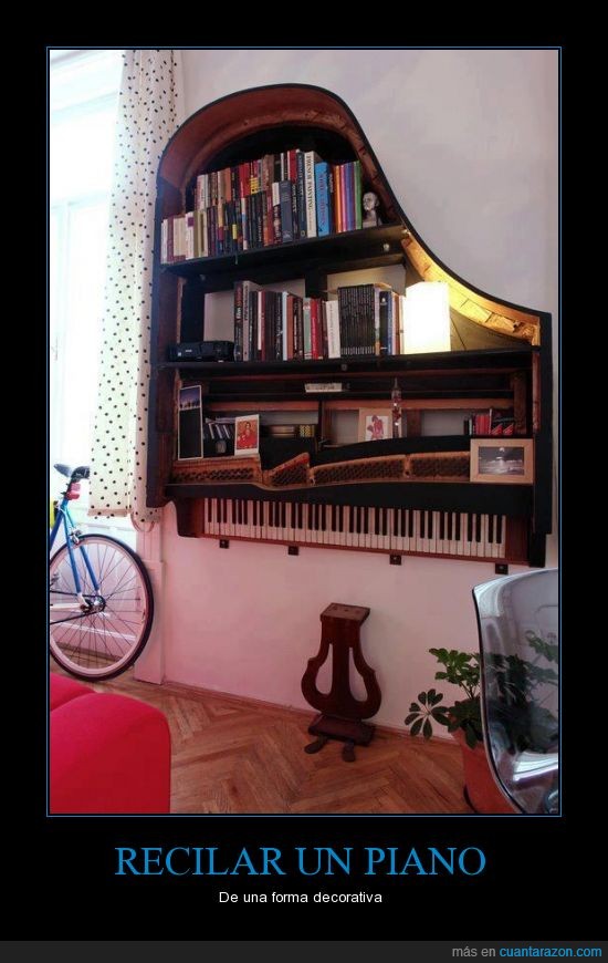 libros,reciclaje,casa,decorar,piano,estanteria