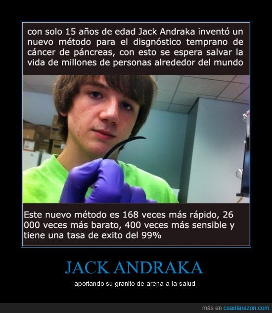 Jack Andraka,inventro,cancer,pancreas,barato,temprano,salvar,vidas,salud