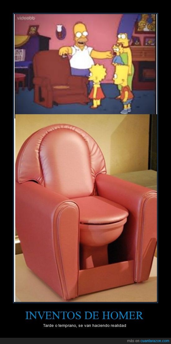 Los Simpsons,realidad,cagar,sillón,váter,Homer,invento
