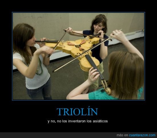 tres,violín triple,no son asiáticos,triolín