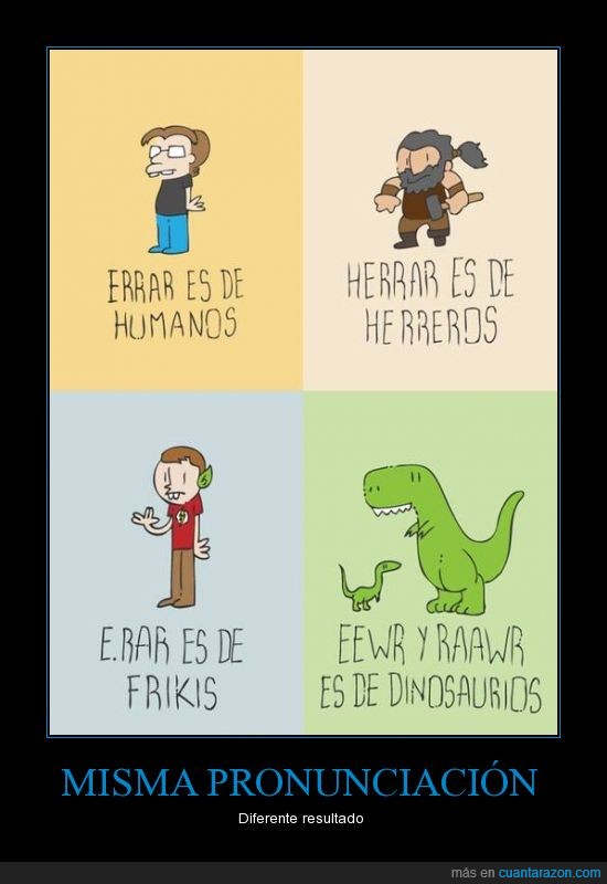 Dinosaurio,Palabras Similares,Friki,Humano,Herrero,Pronunciación