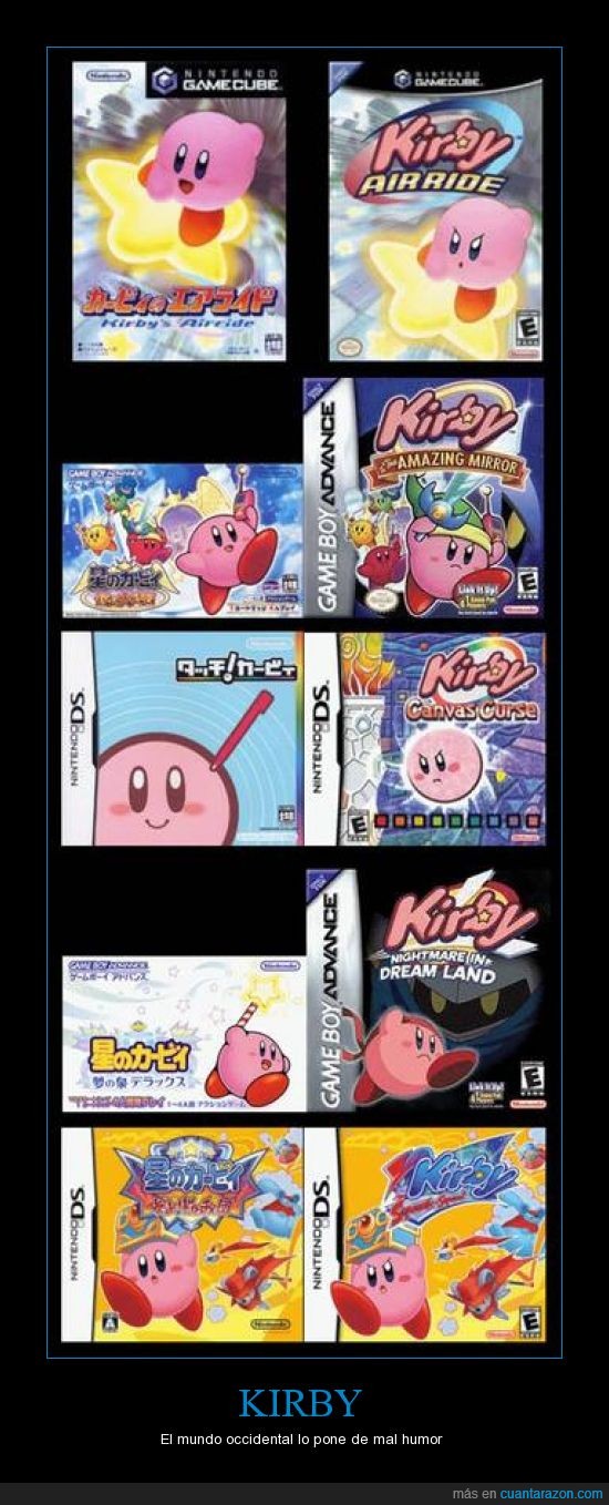 gameboy,japon,Kirby,Mal humor,mala leche,Nintendo,occidente,videojuegos