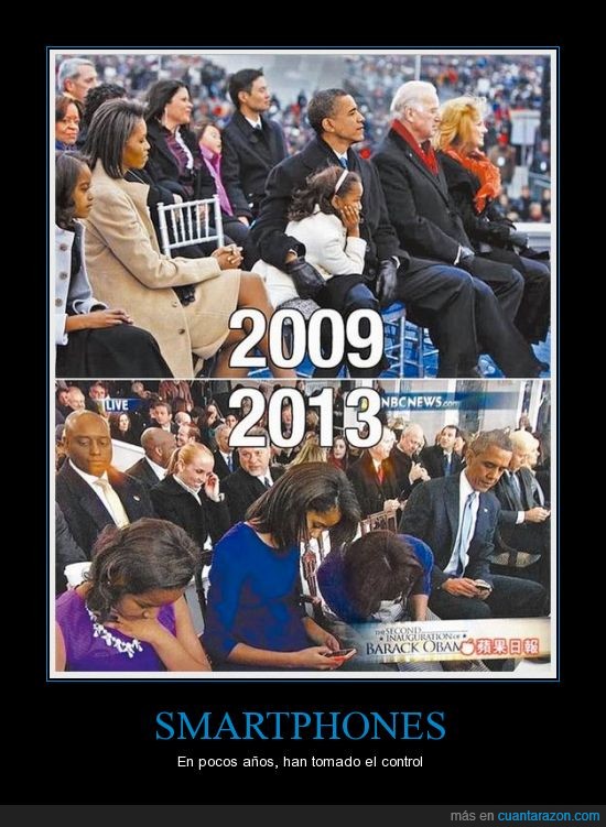 2009,2013,presidente,familia,obama,mirar,movil,smartphone