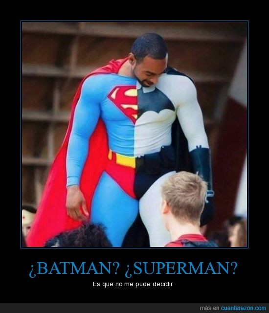 batman,superman,mitad,disfraz,negro,hombre