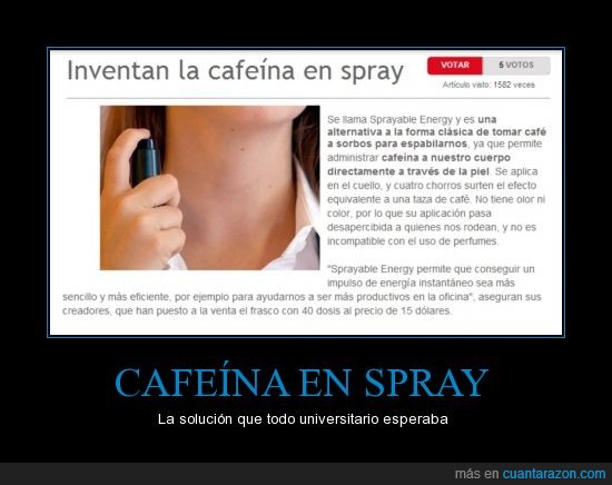 Cafeína en spray,despertar,donde lo consigo?,dormir,eficiencia,energía,universitario