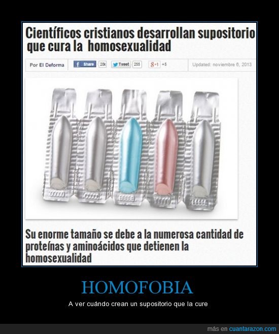 10cm x 2cm,científicos cristianos,dicen que funciona al 87%,homofobia,homosexualidad,Lo que hay que leer,supositorio