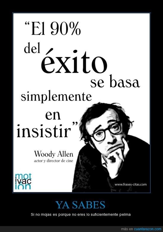 plasta,mosca cojonera,éxito,perseverancia,Woody Allen,insistir