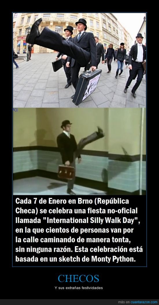 Monty Python,silly walk,caminar,tontos,checos,brno