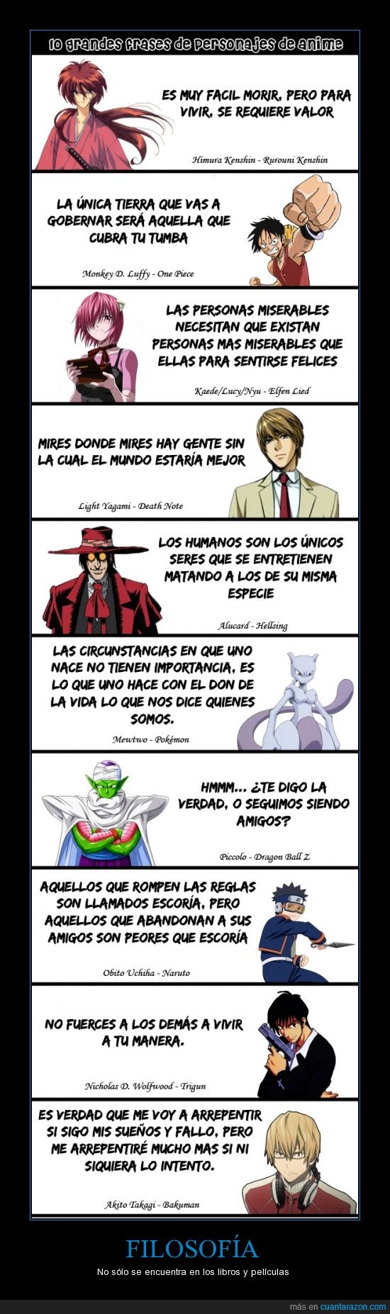 nicholas d. wolfwood,frases,sueño,mundo,mejor,personas,filosofía,anime,lucy,nyu,kaede,elfen lied,one piece,luffy,naruto,kenshin,obito,light,death note,hellsing,alucard,newtwo,pokemon,piccolo,dragon ball z,trigun,bakuman,akito takagi