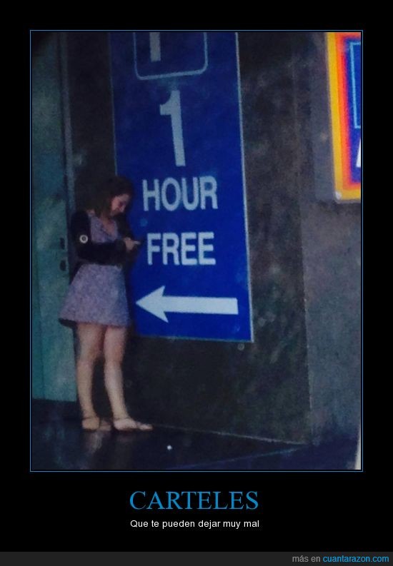 1 hour free,la chica es tonta o no lo ve,Una hora gratis,parking