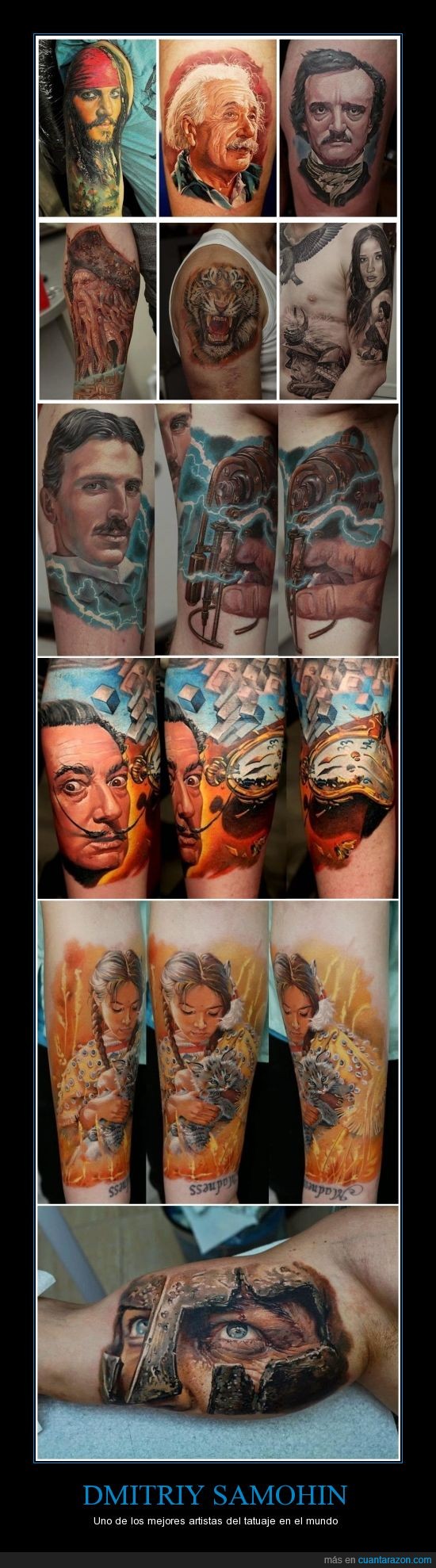molan,Dmitriy Samohin,tatuajes,realista,300,yelmo,dali,testa