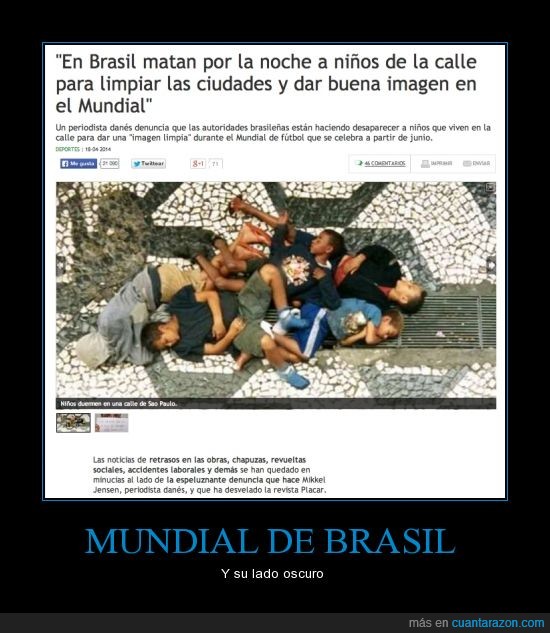 mundial brasil muertes niños periodista