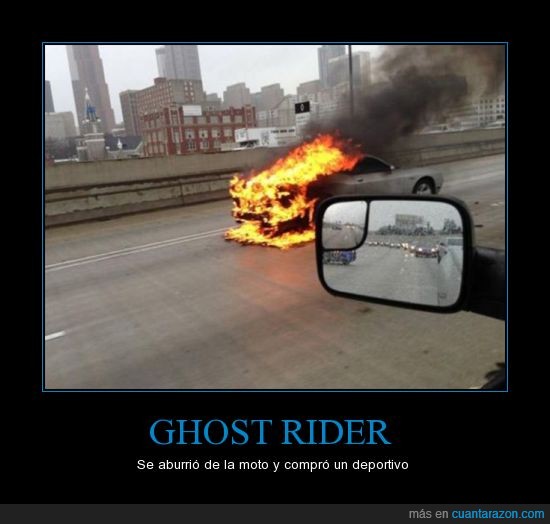 quemar,coche,incendio,fuego,moto,deportivo,dodge challenger,ghost rider,WTF
