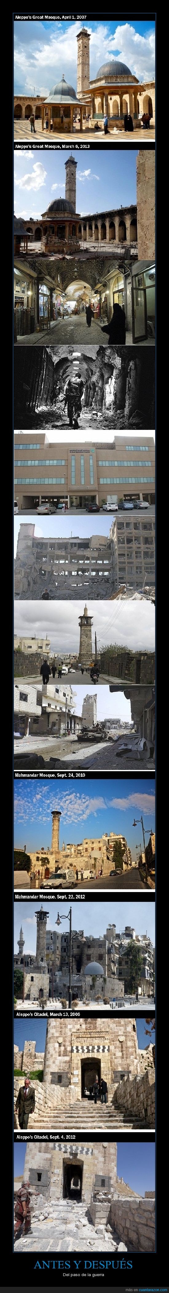 destrozar,guerra,sin sentido,antes y despues,siria,ruina,mesquita,bombardeos