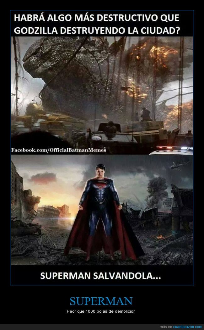 Superman,Godzilla,Destruccion,salvar,ciudad