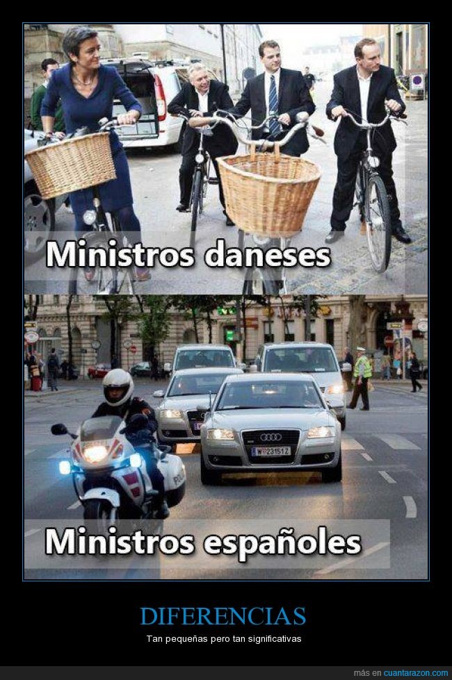 ministro,español,daneses,dinamarca,coche oficial,bicicleta,llegar,policia