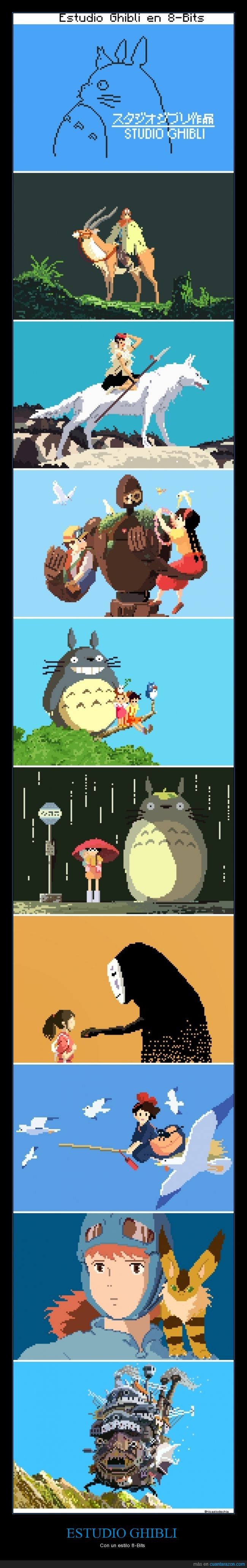 Estudio Ghibli,anime,bits,color,cuadro,pixel