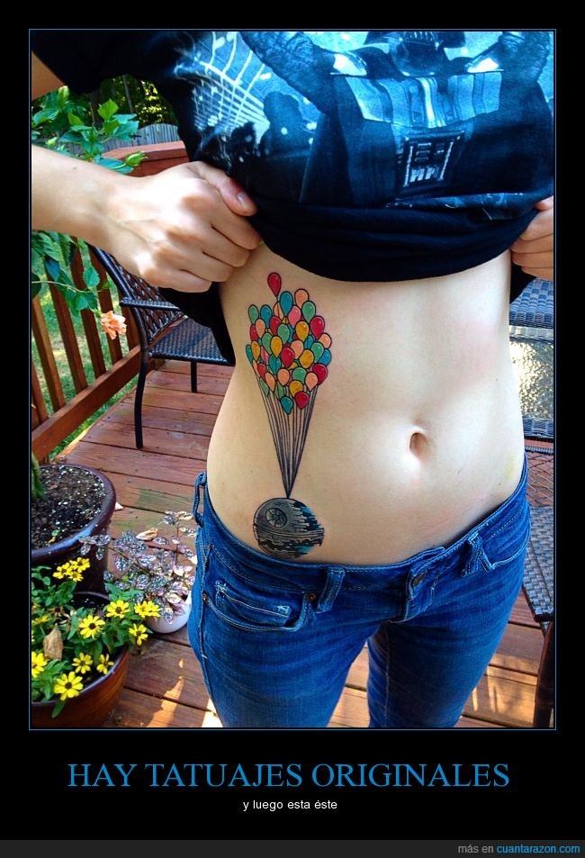 volar,globos,tattoo,tatuaje,original,up,ink,abdomen,estrella de la muerte
