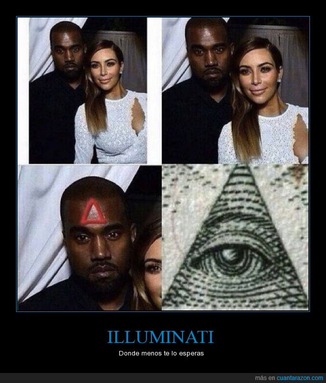 illuminati,musica,kanye west,kim kardashian,masones,triangulo,billete,el ojo que todo lo ve,brillo,frente