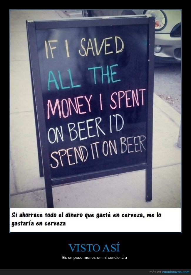 cartel,cerveza,gastar,ahorrar