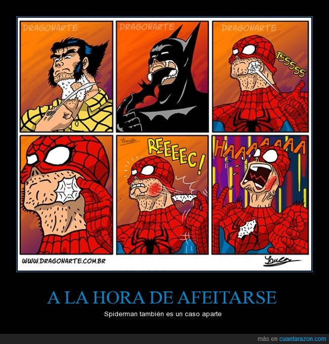 Spiderman,Wolverine,Batman,afeitarse,depilarse,lobezno,depilar,arrancar