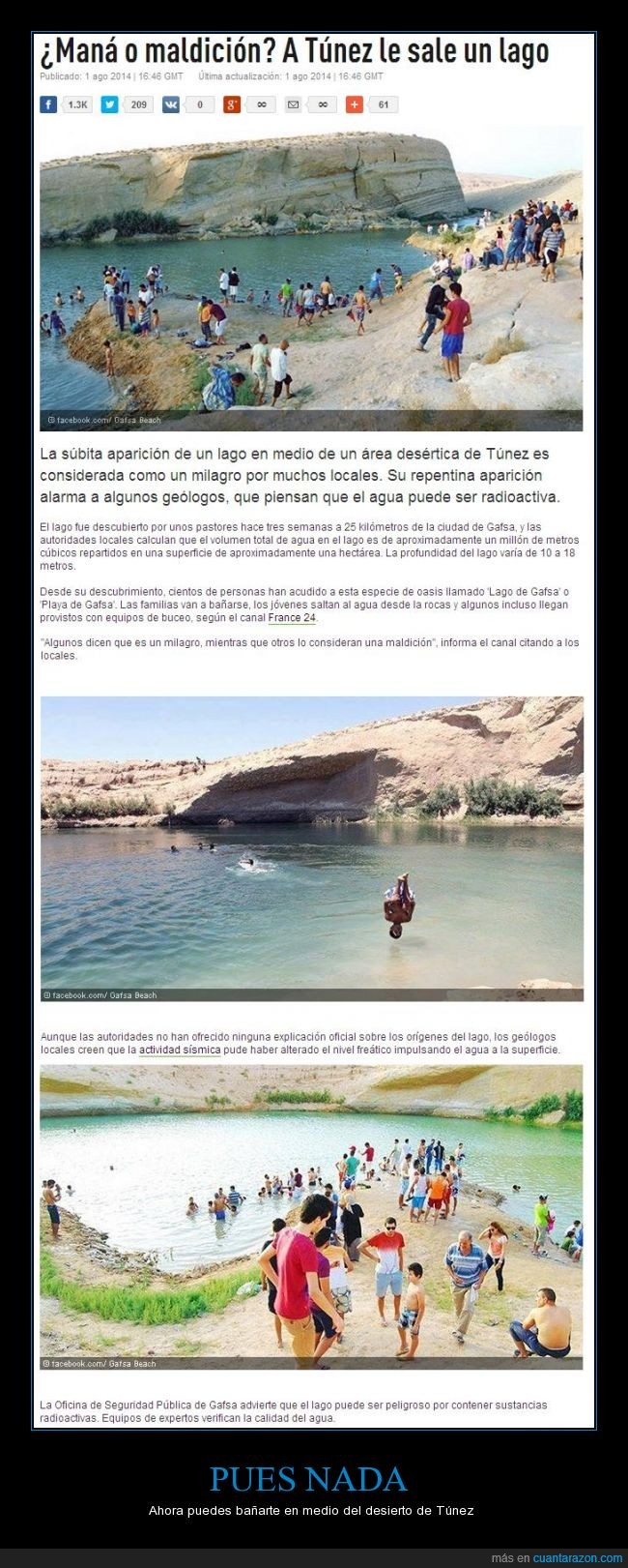 Lago,Desierto,Altamente peligroso,radioactivo,Túnez,el gobierno lo declarara privado para quedarselo,corrupcion.