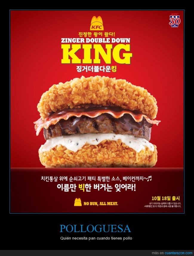 hamburguesa,pan,KFC,calorias,korea,corea
