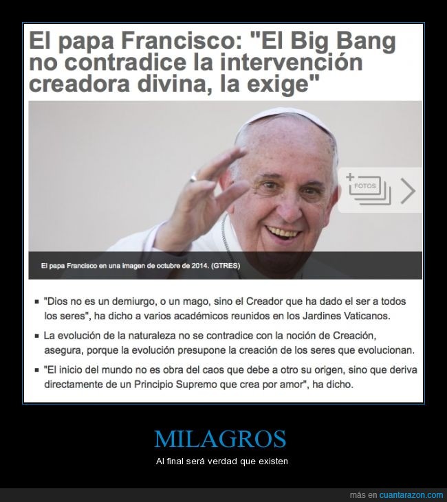 big bang,cristianismo,papa francisco