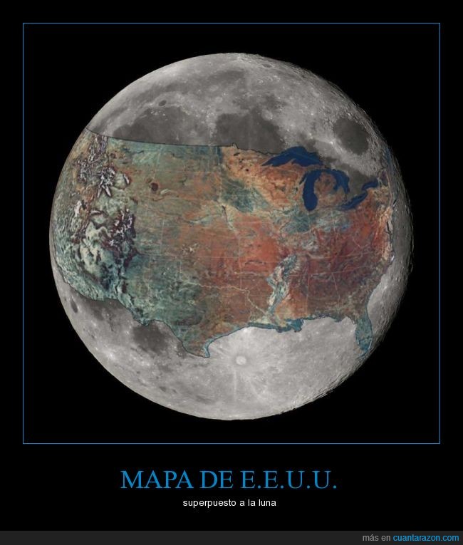 comparacion,E.E.U.U,luna,ya te puedes hacer una idea del tamaño de la luna