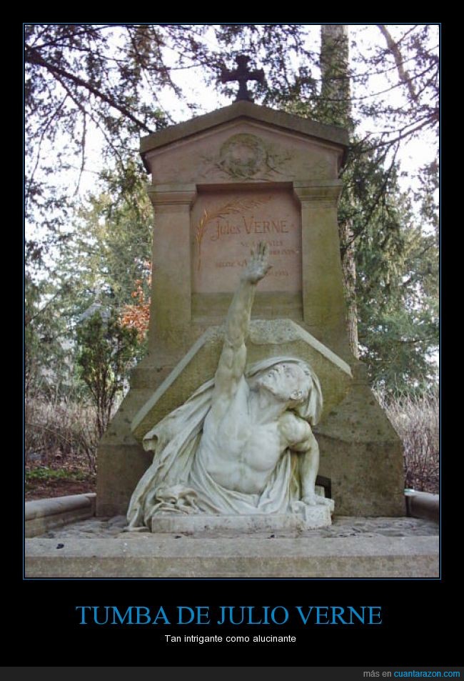 julio verne,tumba,representa su personalidad,gran autor,ciencia ficción,literatura,cementerio,escultura