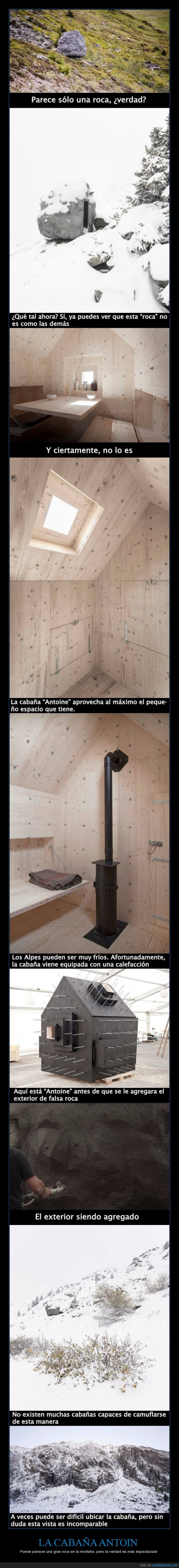 asombroso,La cabaña Antoine,roca,los Alpes,Bureau A.,calefacción,espectacular,camuflar,montaña