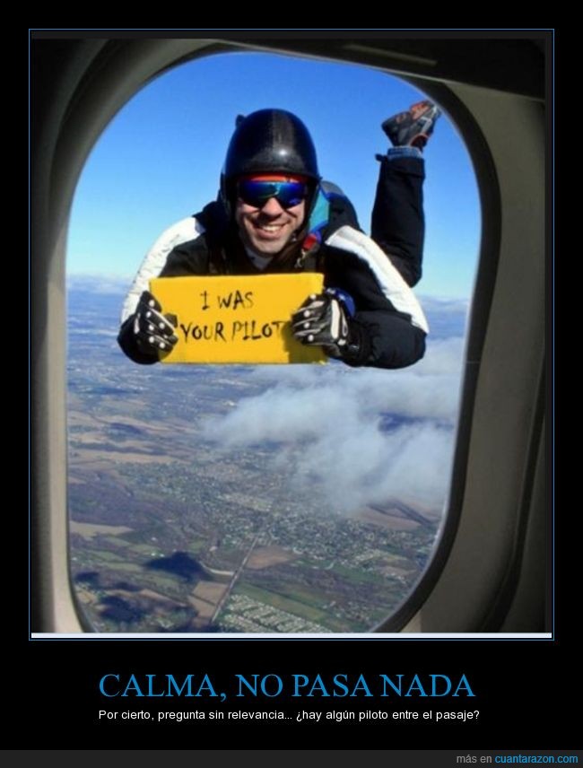 avión,broma,cartel,paracaidista,piloto,troll,ventanilla