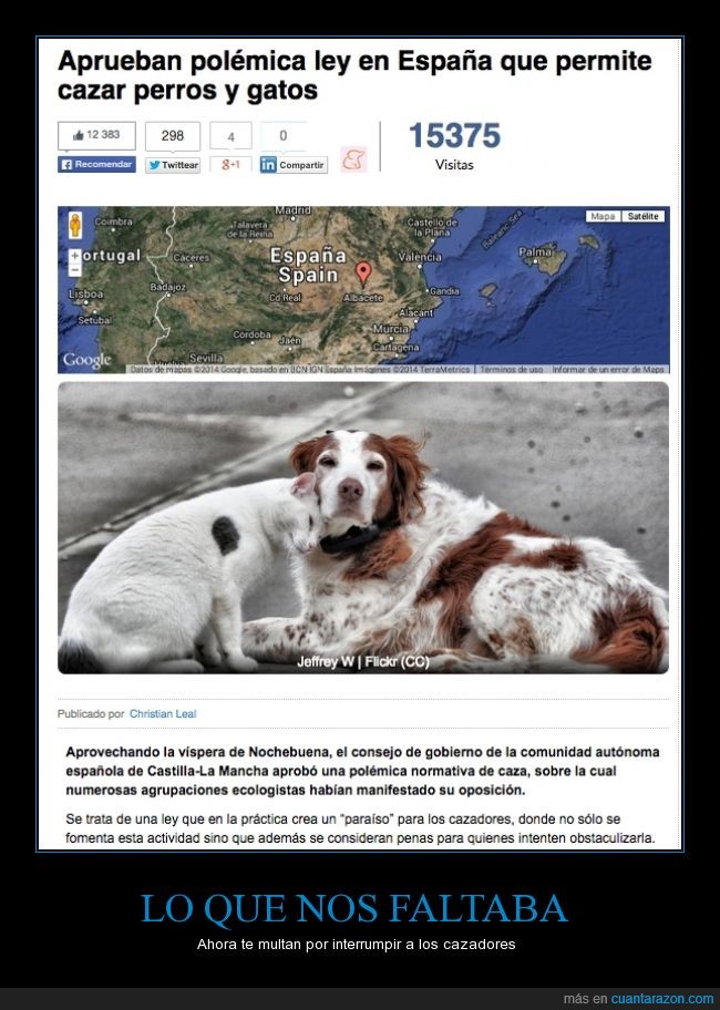 Cazar,Perros y Gatos,Castilla,La Mancha,Multa,Interrumpir