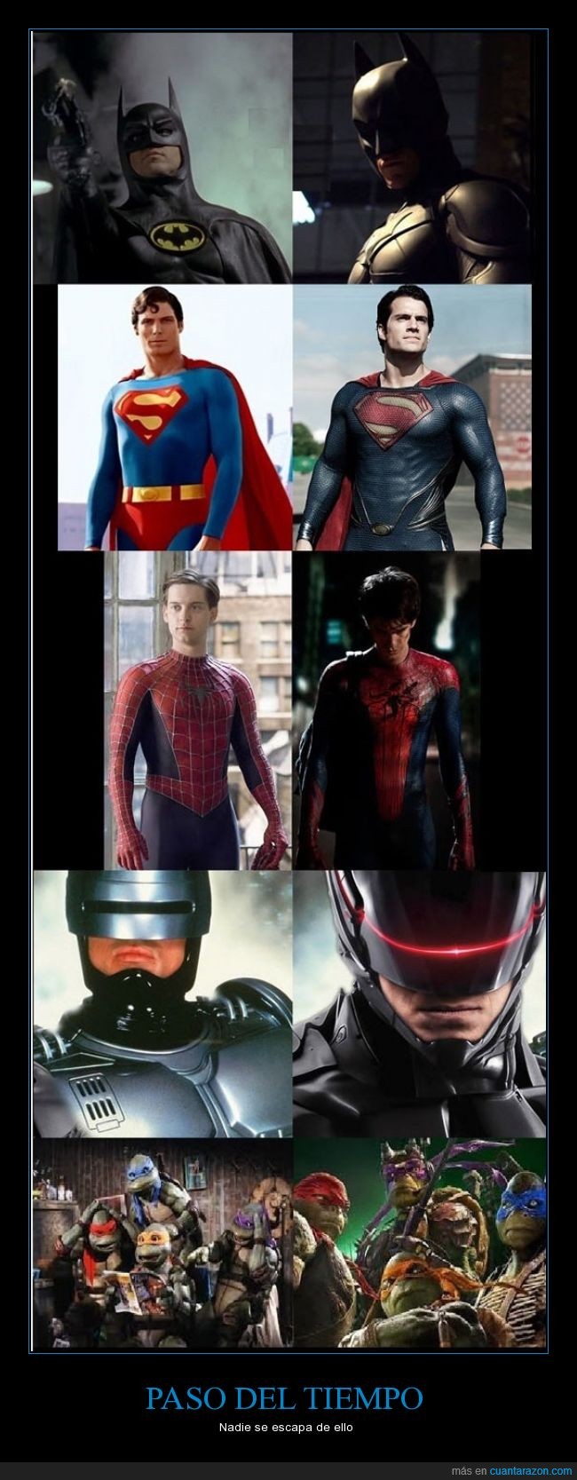 batman,evolución,Heroes,hombre araña,spiderman,superman,tiempo,tortugas ninja