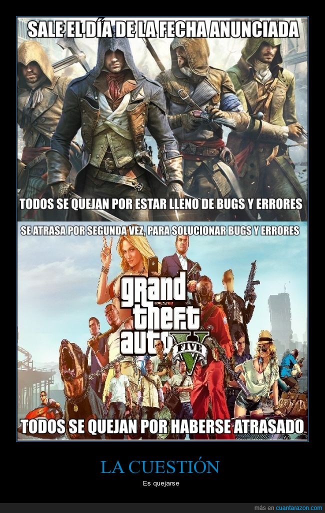 Assassin's Creed Unity,Bugs,Consolas,Grand Theft Auto V,GTA V,Nueva generación,Ordenadores,PC,Quiero GTA V YA!,Videojuegos