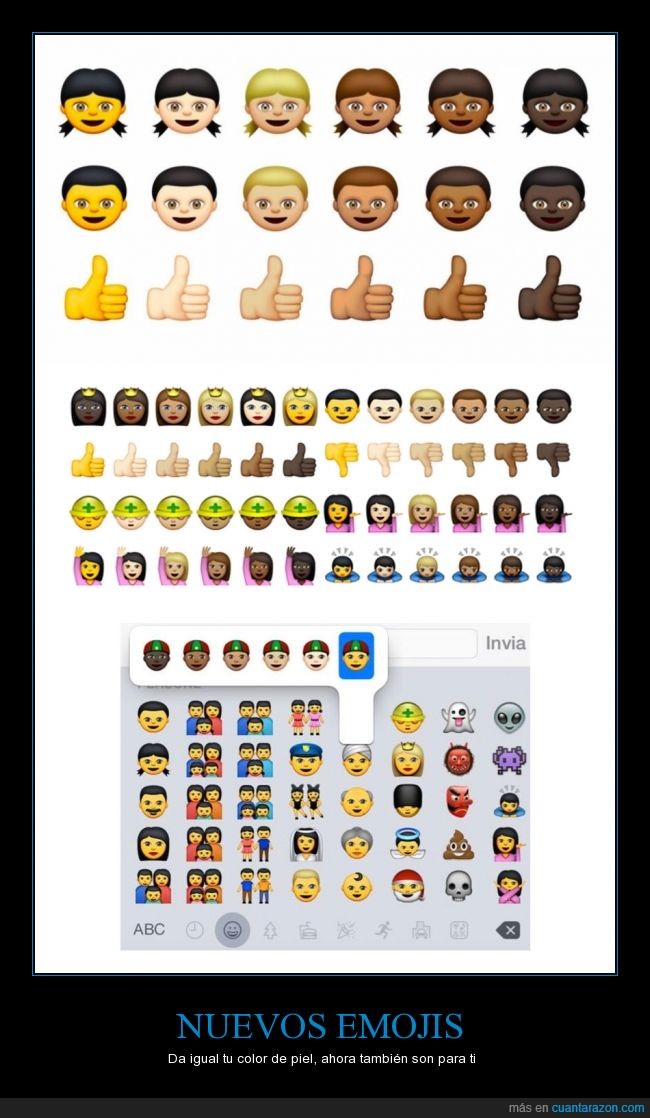 asiatico,blanco,caucasico,color,emojii,emoticonos,etnias,movil,negro,piel,racista,smartphone,whatsapp
