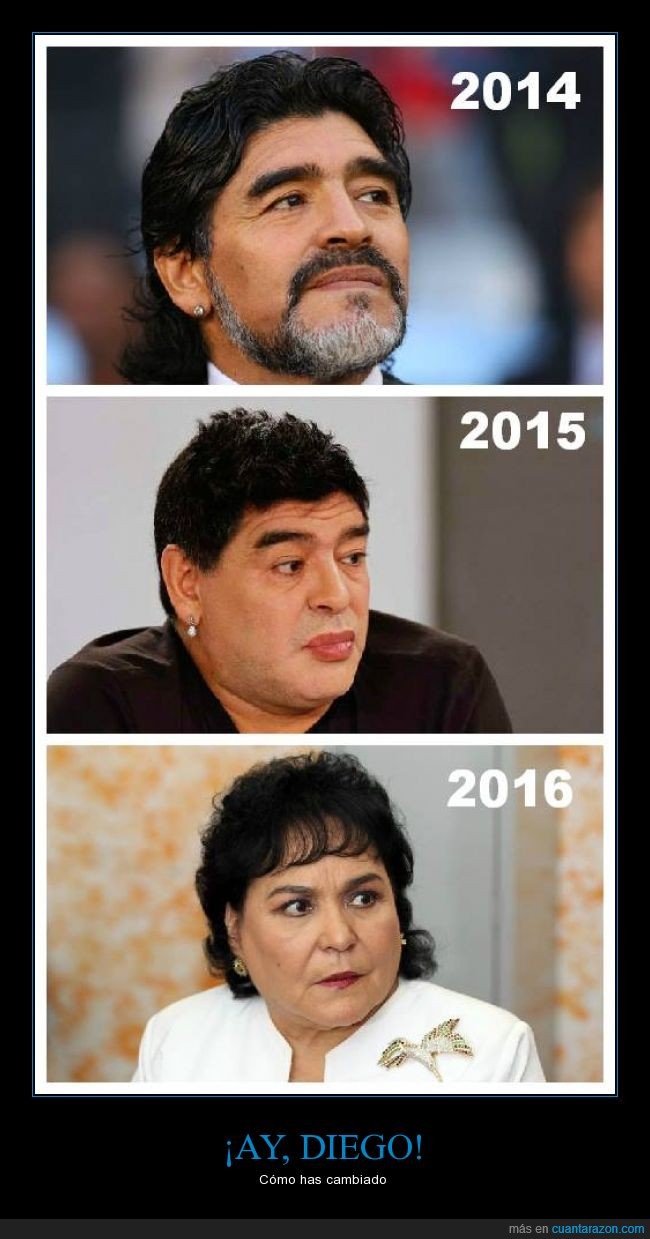 Maradona,Diego,futbolista,argentino,drogadicto,segundo del El rey Pelé,maquillaje,evolucion,señora