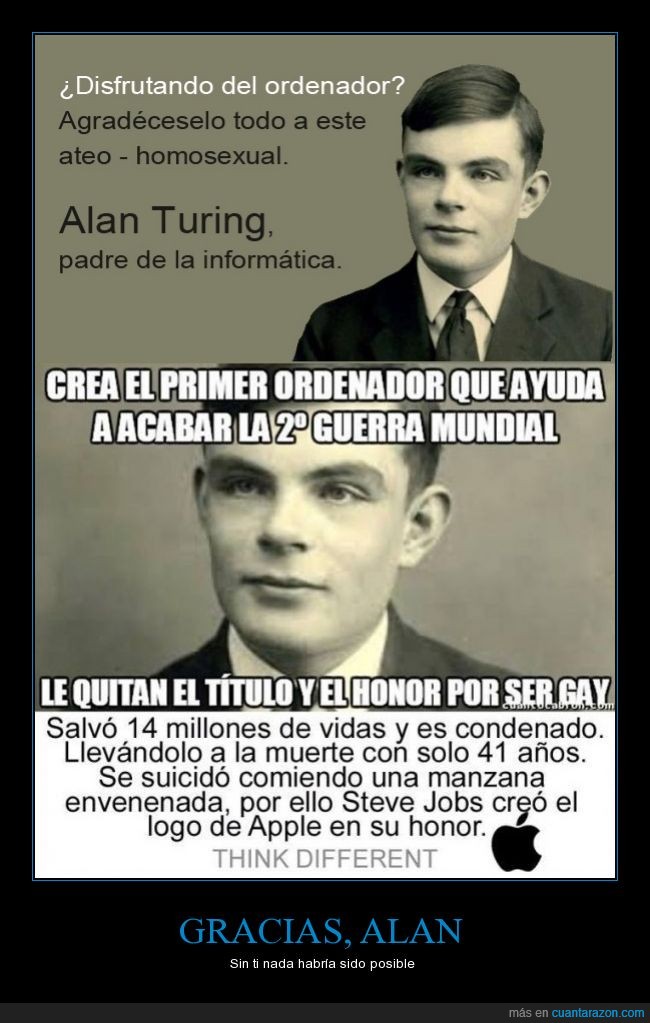 Alan Turing,inventor,padre,ordenador,envenenada,manzana,homofobia,ateo,the imitation game,descifrando el enigma