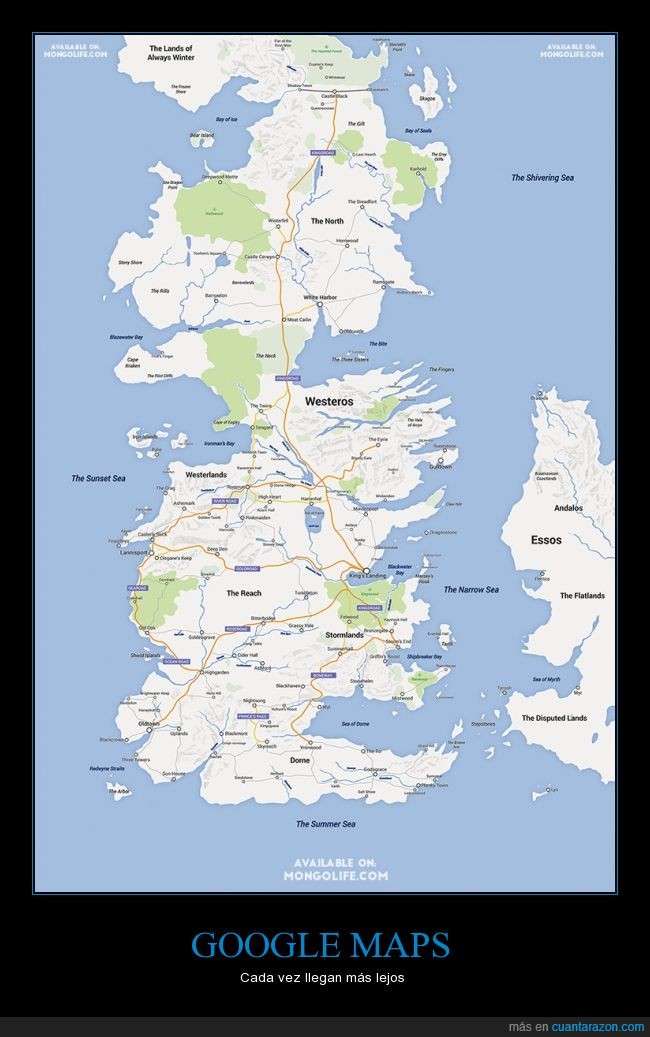Westeros,Google Maps,Juego de Tronos,Game of Thrones