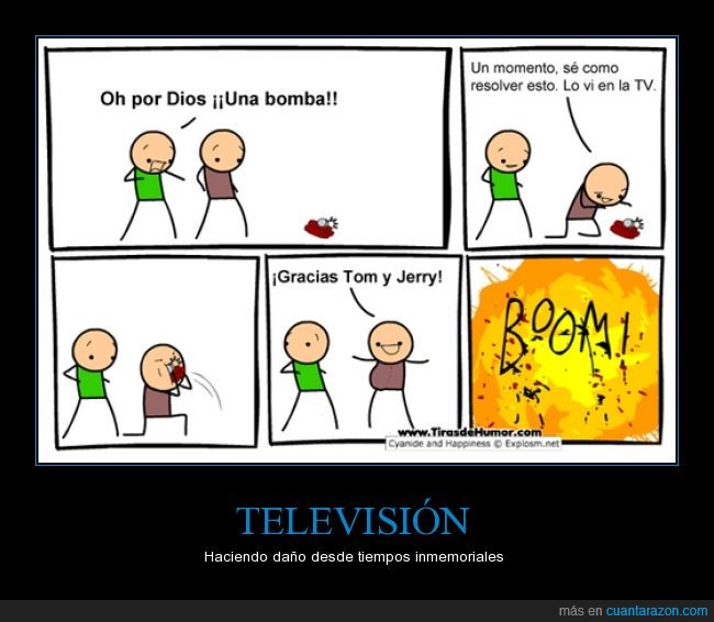Tom y Jerry,TV,Television,Humor negro,Cyanide and Happiness,tragar,bomba,comer,explotar,inutil