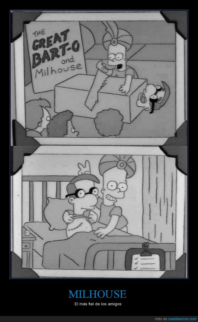 Milhouse,Bart,simpson,amigo,hospital,mago,cortar,sierra,truco