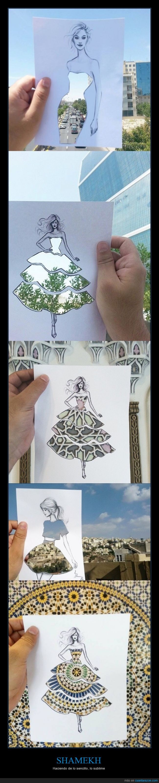 aprovechar,arte,chica,color,dibujo,entorno,estampado,ilustracion,mujer,Shamekh,vestido
