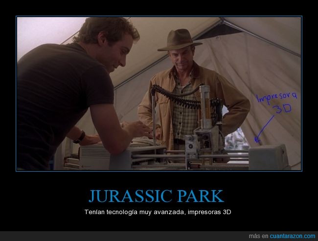 impresora 3D,pelicula,mundo,perdido,dinosaurios,Jurassic Park