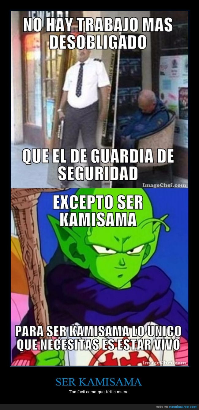 kami-sama,dragon ball,guardia de seguridad,desobligado,krillin,bola de dragón,vago,pereza,kamisama