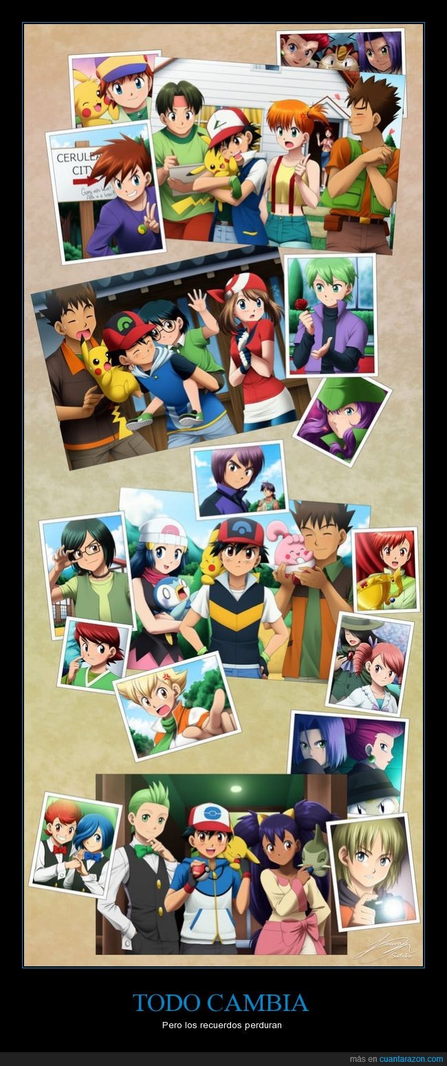 Pokemón,Ash,Pikachu,recuerdo,memoria,fotografías,¿A quien mira así Brock?