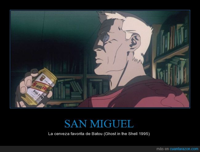 batou,cerveza,ghost in the shell,san miguel